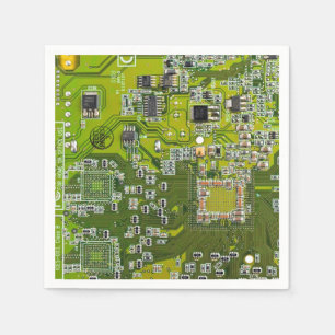 Computer Geek Circuit Board Light Green Napkin