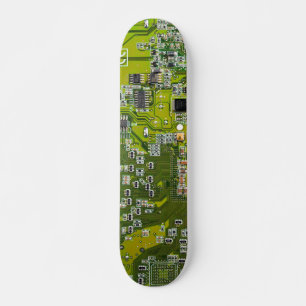 Computer Geek Circuit Board Light Green Skateboard