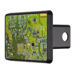 Computer Geek Circuit Board Light Green Trailer Hitch Cover