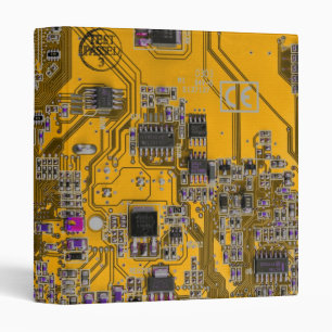 Computer Geek Circuit Board Light Orange Binder