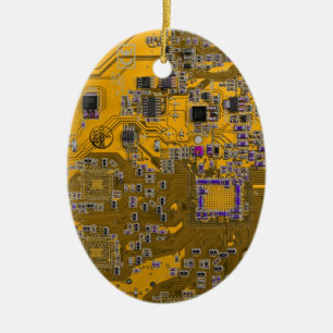Computer Geek Circuit Board Light Orange Ceramic Ornament