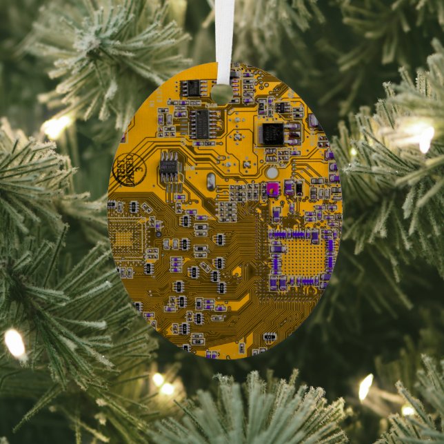 Computer Geek Circuit Board - Light Orange Metal Ornament (Insitu)