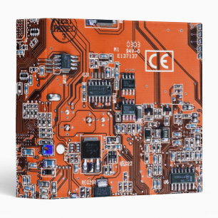 Computer Geek Circuit Board Orange Binder