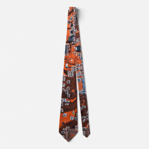 Computer Geek Circuit Board Orange Tie