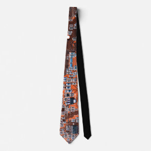 Computer Geek Circuit Board Orange Tie