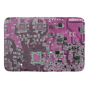 Computer Geek Circuit Board Purple Bath Mat