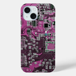 Computer Geek Circuit Board Purple iPhone 15 Case