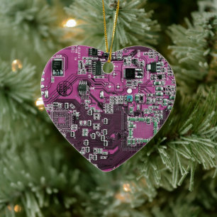 Computer Geek Circuit Board Purple Ceramic Ornament