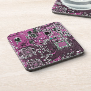 Computer Geek Circuit Board Purple Coaster