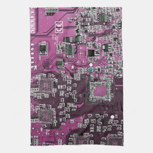 Computer Geek Circuit Board Purple Kitchen Towel