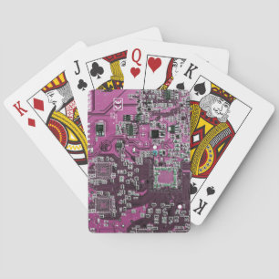 Computer Geek Circuit Board Purple Playing Cards