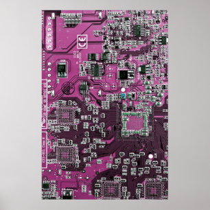Computer Geek Circuit Board Purple Poster