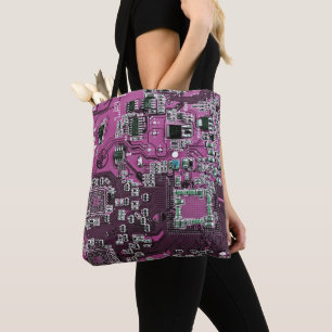Computer Geek Circuit Board Purple Tote Bag