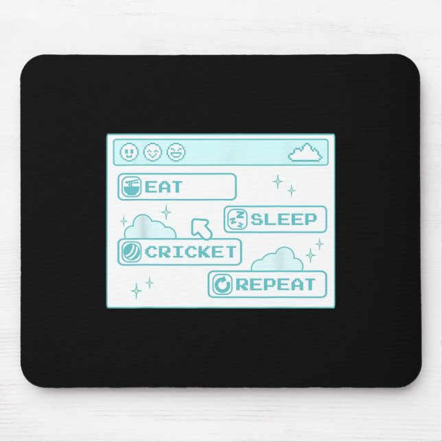 Computer Geek Eat Sleep Cricket Repeat Boys Cool C Mouse Pad (Front)
