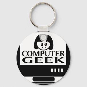 Computer Geek Girl Female Keychain