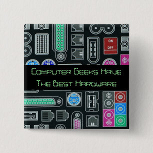 Computer Geek Humour Black Input Pattern Key Chain 2 Inch Square Button