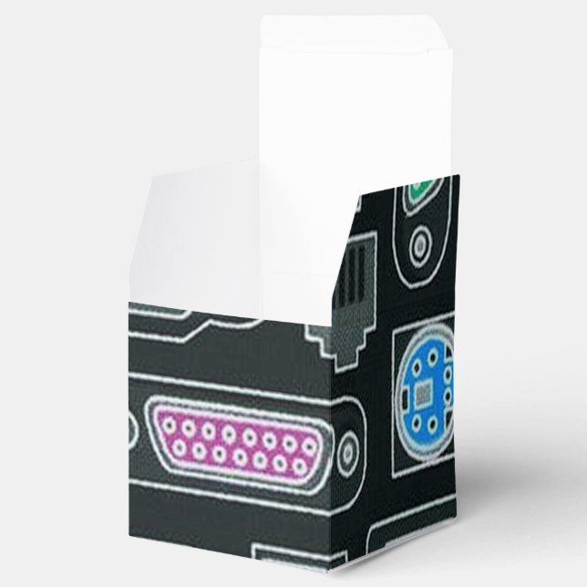 Computer Geek Input Pattern Cube Favour Box (Opened)