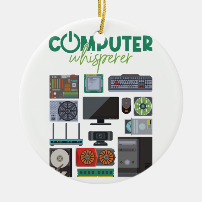 Computer Geek Tech Nerd Cool Support. Ceramic Ornament (Front)