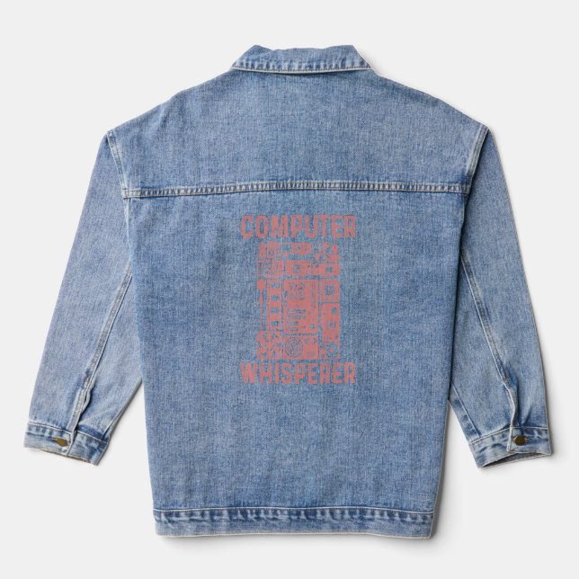 Computer Geek Tech Nerd Men Women Cool Support _7 Denim Jacket (Back)
