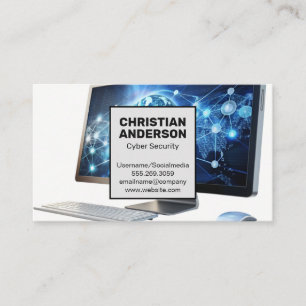 Computer Global Networking Tech Support Business Card