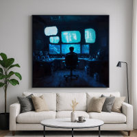 Computer Glow - Dark Silhouette Design 