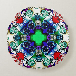 Computer graphics. Illustration of an abstract flo Round Pillow