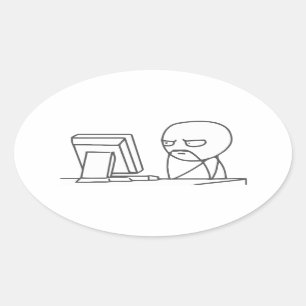 Computer Guy Meme - Oval Stickers