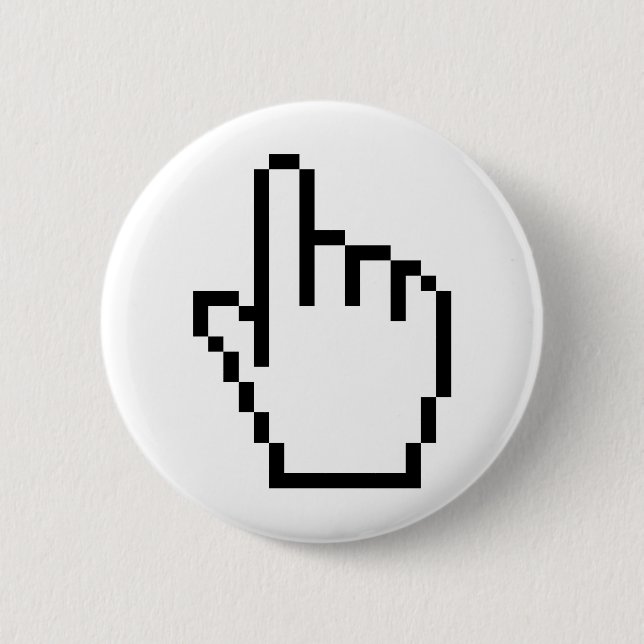 COMPUTER HAND POINTER / MOUSE CURSOR 2 INCH ROUND BUTTON (Front)