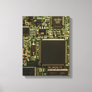 Computer Hard Drive Circuit Board - Green Canvas Print