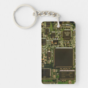 Computer Hard Drive Circuit Board - Green Keychain