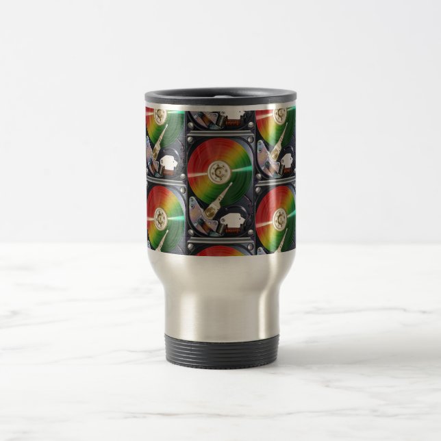Computer Hard Drive Collage Travel Mug (Center)