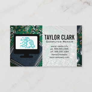 Computer Hardware Wrench in Hand Logo Business Card
