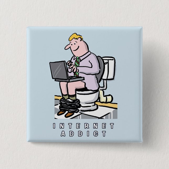 Computer, Internet and Social Media Addiction 2 Inch Square Button (Front)