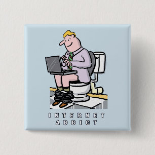 Computer, Internet and Social Media Addiction 2 Inch Square Button