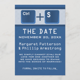 Computer Key Control Save the Date, Blue Date