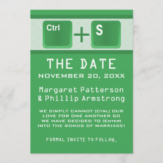 Computer Key Control Save the Date, Green Date