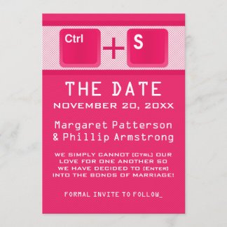 Computer Key Control Save the Date, Pink Date