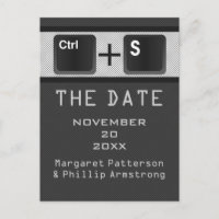 Computer Key Control Save the Date Postcard, Grey