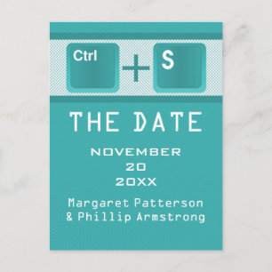 Computer Key Control Save the Date Postcard, Teal Announcement Postcard