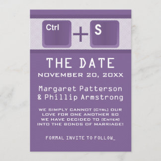 Computer Key Control Save the Date, Purple Date