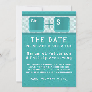 Computer Key Control Save the Date, Teal Date