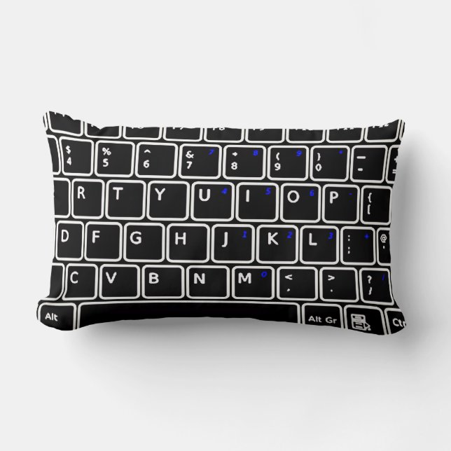 Computer Keyboard Design Throw Pillow (Front)