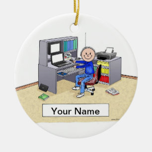 Computer Lover - Male Ceramic Ornament