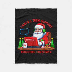 Computer Meme Funny Santa's Tech Suprt Rebooting C Fleece Blanket
