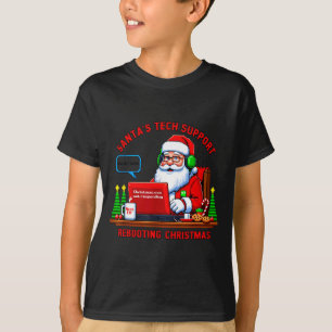 Computer Meme Funny Santa's Tech Suprt Rebooting C T-Shirt