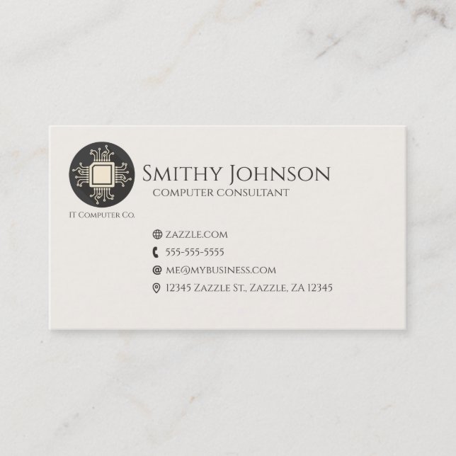 Computer Microchip Black Business Card (Front)