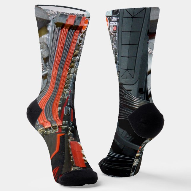 Computer Motherboard, Crew Socks (Angled)