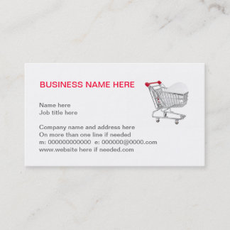 computer mouse in a supermarket shopping trolley business card