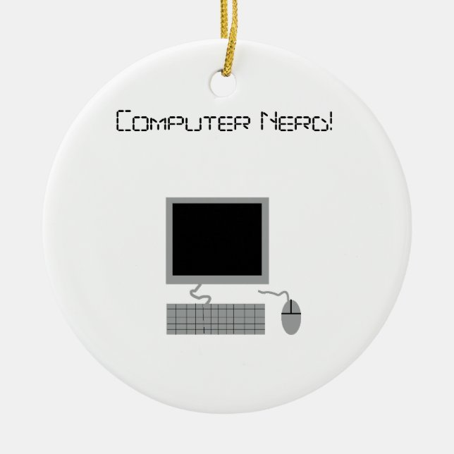 Computer Nerd Ceramic Ornament (Front)