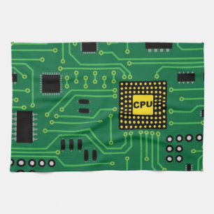 Computer Nerd Circuit Board CPU I Kitchen Towel